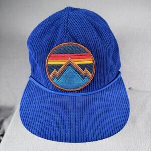 Aviator Nation Hat Cap Snap Back Blue Corduroy‎ Mountain Patch Retro Stripe Mens